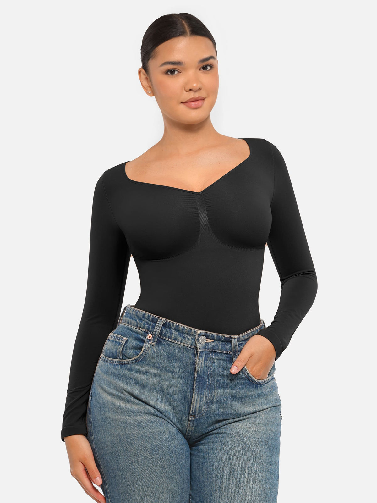 Body Gainant Sculptant Manches Longues Seconde Peau