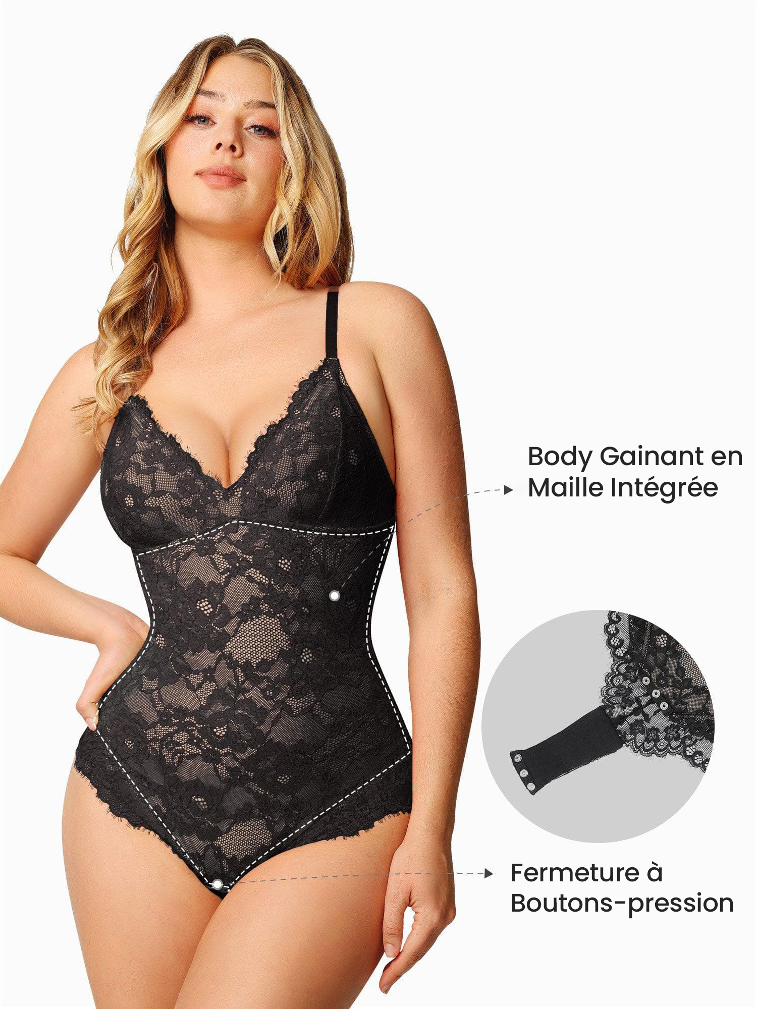 Body Gainant Sculptant à Dentelle